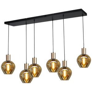 Masterlight Zwarte hanglamp met goud Bounty 6-lichts rond glas 2471-05-02-130-25-63