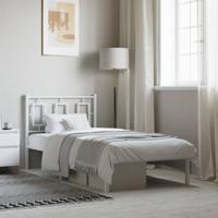 Bedframe met hoofdbord metaal wit 90x200 cm - thumbnail