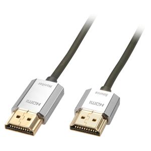 LINDY 41676 HDMI-kabel HDMI Aansluitkabel HDMI-A-stekker, HDMI-A-stekker 4.50 m Grijs 4K UHD, OFC-kabel, Rond, Afgeschermd (dubbel), Extreem dun, Vergulde