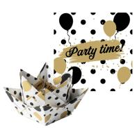 Paperdesign Oud en Nieuw servetten - 20x - wit/goud/zwart - 33 x 33 cm - 3-laags