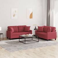 2-delige Loungeset met kussens kunstleer wijnrood