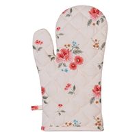 Clayre & Eef Ovenwant 18x30 cm Beige Katoen Rozen Ovenhandschoen Beige Ovenhandschoen