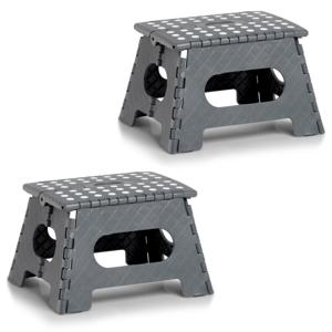 Opvouwbaar opstapje/opstapkrukje - 2x - 35 x 22 cm - Donkergrijs - Huishoudkrukjes/opstapjes