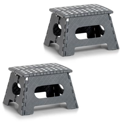 Opvouwbaar opstapje/opstapkrukje - 2x - 35 x 22 cm - Donkergrijs - Huishoudkrukjes/opstapjes