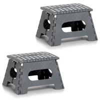 Opvouwbaar opstapje/opstapkrukje - 2x - 35 x 22 cm - Donkergrijs - Huishoudkrukjes/opstapjes