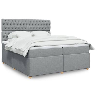 Boxspring met matras stof lichtgrijs 200x200 cm