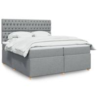 Boxspring met matras stof lichtgrijs 200x200 cm