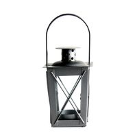 Zilveren tuin lantaarn/windlicht van ijzer 7,5 x 7,5 x 11 cm - Lantaarns