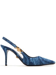 Versace escarpins à motif baroque en jacquard 85 mm - Bleu