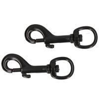 Musketonhaken - 2x stuks - zwart gelakt - 8,1 x 1,6 cm - zamac - musketonhaak hondenlijn