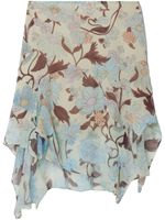 Stella McCartney Lady Garden-print silk chiffon skirt - Bleu