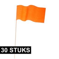 30x Oranje papieren zwaaivlaggetjes