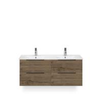 Seville Badmeubelset 120 cm - 4 laden Tabacco Edge greep - Wastafel Enjoy Dubbel