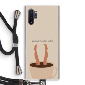 Aggressively drinks coffee: Samsung Galaxy Note 10 Plus Transparant Hoesje met koord