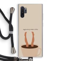 Aggressively drinks coffee: Samsung Galaxy Note 10 Plus Transparant Hoesje met koord