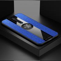 Voor OPPO Reno 2 XINLI stiksels doek Textue schokbestendig TPU beschermhoes met ring houder (blauw)