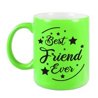 Best Friend Ever cadeau mok / beker neon groen 330 ml - feest mokken