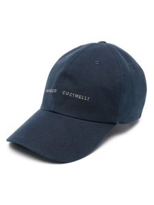 Brunello Cucinelli casquette en coton à logo brodé - Bleu