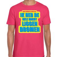 Foute party - Hele nacht liggen dromen verkleed - t-shirt - roze - heren - feestkleding