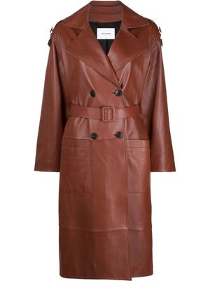 Yves Salomon trench oversize en peau d'agneau - Marron
