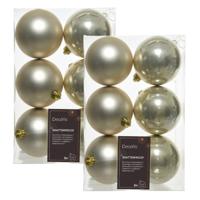 12x Creme kerstversiering kerstballen kunststof 8 cm