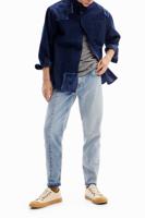 Denim overhemd met borduursels en patch. - BLUE - XL