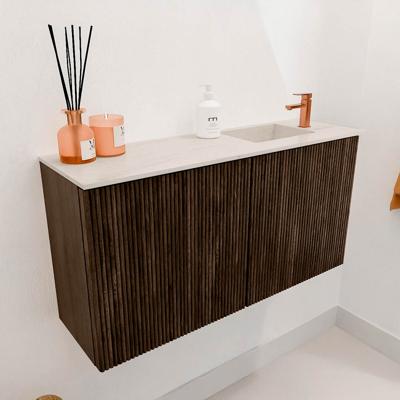 Toiletmeubel Mondiaz Joya Dlux | 80 cm | Meubelkleur Walnut | Faye wastafel Meli Wasbak Rechts | 1 kraangat