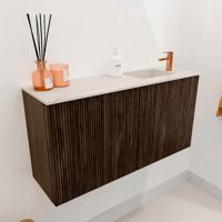 Toiletmeubel Mondiaz Joya Dlux | 80 cm | Meubelkleur Walnut | Faye wastafel Meli Wasbak Rechts | 1 kraangat
