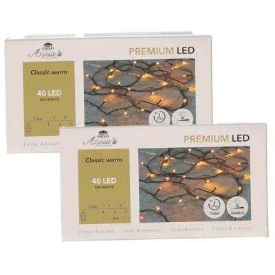 Kerstverlichting premium - 2x - 40 led lampjes - warm wit - 400 cm - lichtsnoer