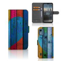 Nokia C12 | Book Style Case | Wood Heart - Cadeau voor je Vriend