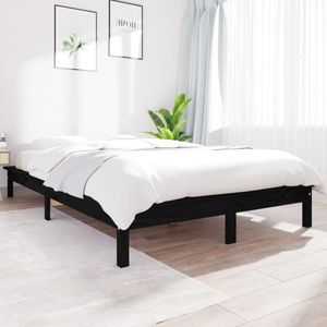 Bedframe massief grenenhout zwart 150x200 cm King Size