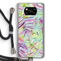 Tropical Palms Blue: Xiaomi Poco X3 NFC Transparant Hoesje met koord