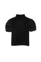 Slim fit T-shirt met lantaarnmouwen - BLACK - S