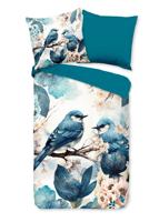Pure Dekbedovertrek "blauwe vogels" - Blauw - (135x200 cm) - Microfiber