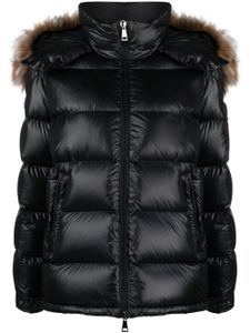 Moncler doudoune à capuche bordée de fourrure - Noir