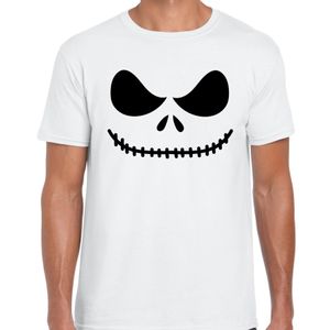 Skelet gezicht Halloween verkleed t-shirt wit voor heren