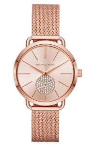Michael Kors Portia Rosegoudkleurig dameshorloge met drie wijzers - MK3845