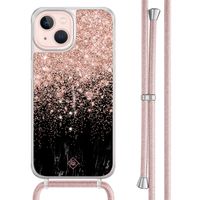 iPhone 13 hoesje met rosegoud koord - Marmer twist