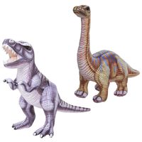 Speelgoed set van 2x pluche dino knuffels T-Rex en Apatosaurus van 30 cm - Knuffeldier