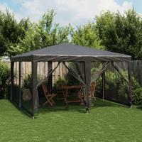 Partytent met 8 mesh zijwanden 4x4 m HDPE antracietkleurig