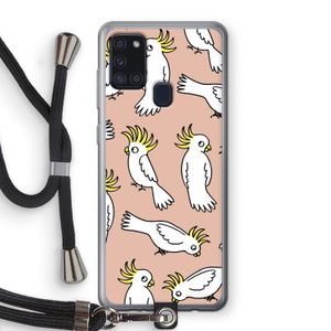 Papegaai: Samsung Galaxy A21s Transparant Hoesje met koord