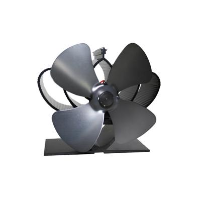 YL201 4-Blade hoge temperatuur metalen warmte aangedreven open haard kachel fan (grijs)