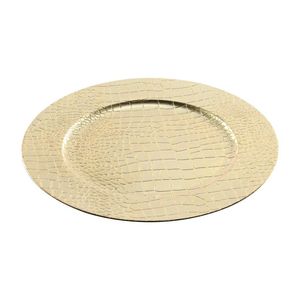 1x Ronde decoratie kaarsenborden/onderborden goud lederlook 33 cm   -