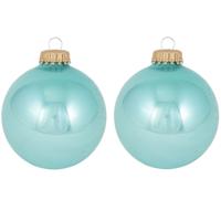 Kerstballen - 16x stuks - glas - blauw - 7 cm?- Kerstversiering/kerstdecoratie