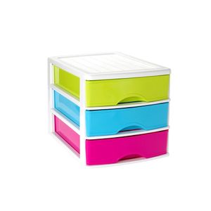 Ladeblok/bureau organizer met 3 lades multi-color/wit L 35,5 x B 27 x H 26 cm