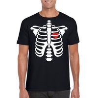 Halloween skelet t-shirt zwart heren - thumbnail