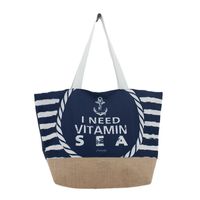 Strandtas I Need Vitamin Sea marineblauw 37 x 53 cm - thumbnail