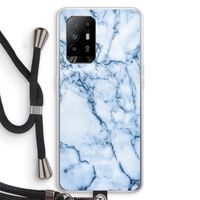 Blauw marmer: Oppo A94 5G Transparant Hoesje met koord