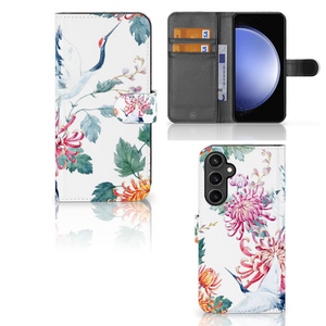 Samsung Galaxy S23 FE Telefoonhoesje met Pasjes Bird Flowers