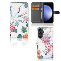 Samsung Galaxy S23 FE Telefoonhoesje met Pasjes Bird Flowers - thumbnail